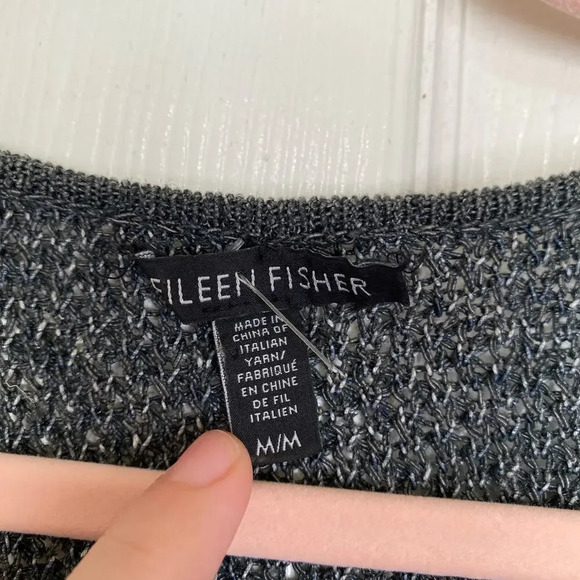 EILEEN FISHER Cropped Jacquard Zip-Front Jacket Cardigan Gray Size Medium - Picture 5 of 7